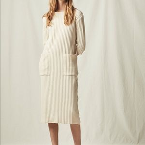 Mijeong Park Cream Ribbed Midi Sweater Dress